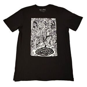Hot Topic ~ Rick And Morty Black & White Portal T-Shirt  ~ size XL